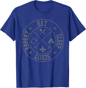 Eat Sleep Scout Repeat - Funny Outdoor Camping Nature Gift T-Shirt - T-Shirt | Royal