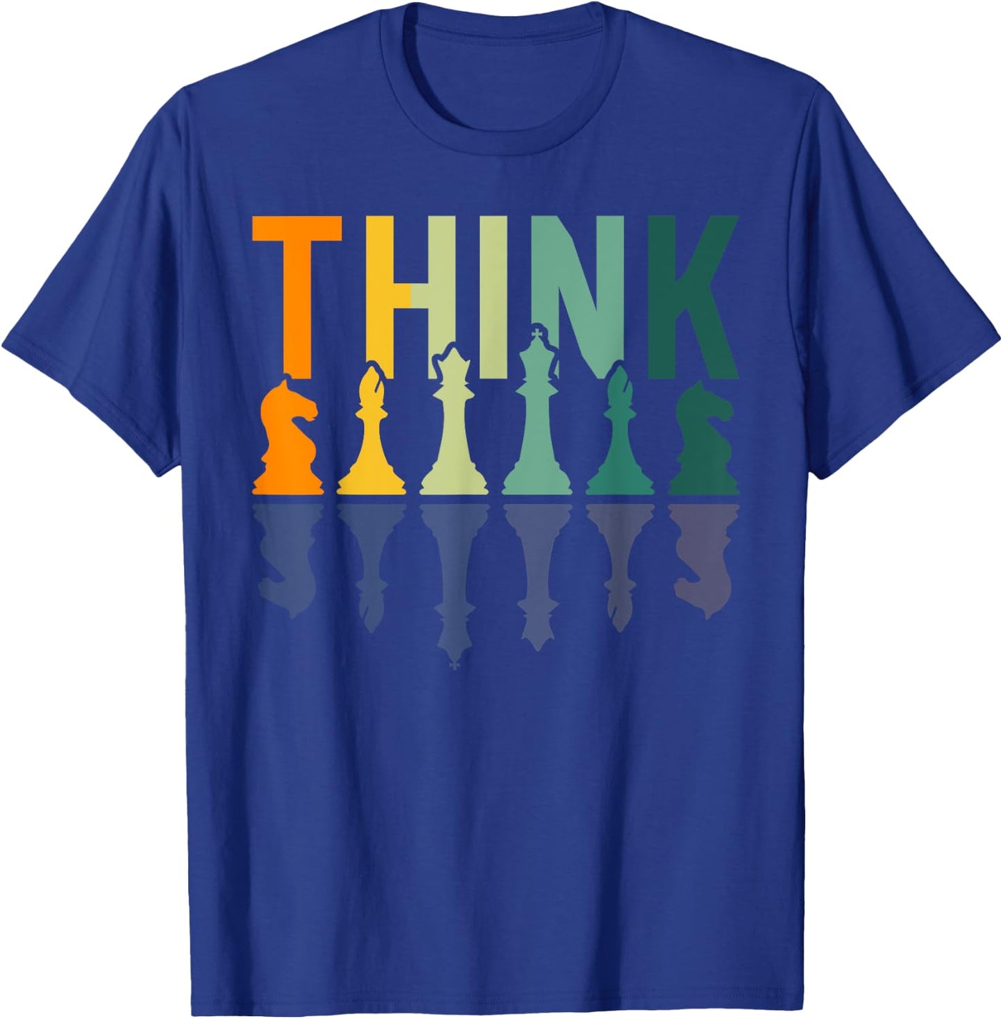 Think chessboard figures vintage chess player T-Shirt - T-Shirt | Royal