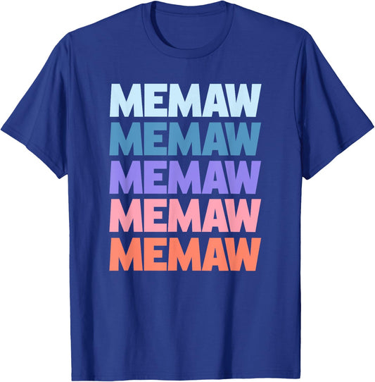 Funny Modern Repeated Text Design Memaw Grandmother T-Shirt - T-Shirt | Royal