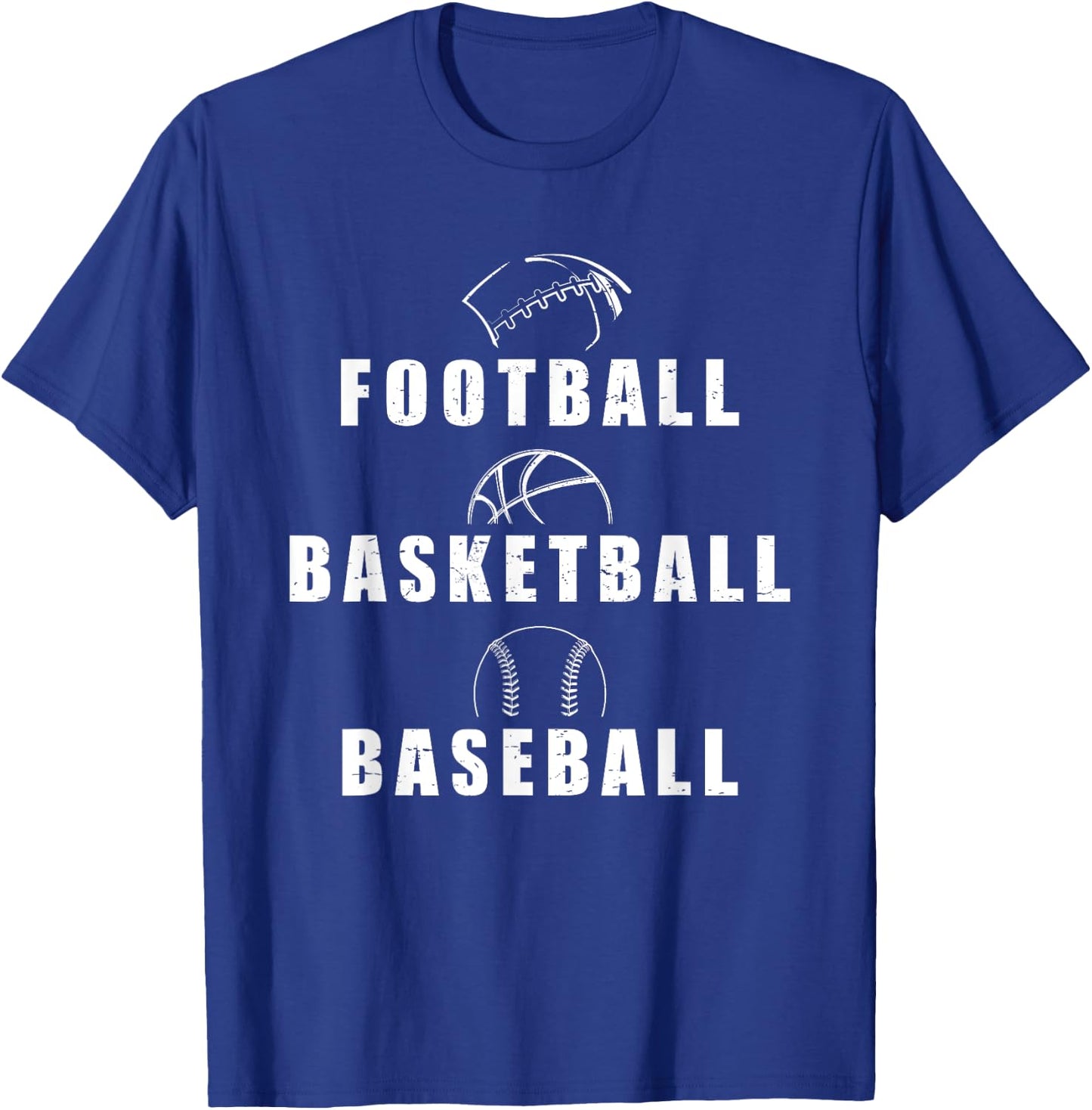 3 Sport Athletes Football, Basketball, Baseball Multi Sport T-Shirt - T-Shirt | Royal