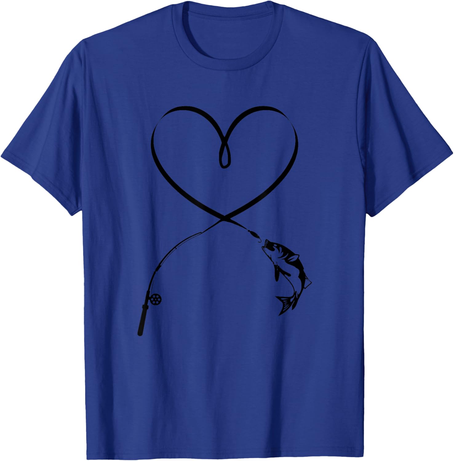 Heart Valentines Fishing Theme Men Dad Grandpa Him Boyfriend T-Shirt - T-Shirt | Royal