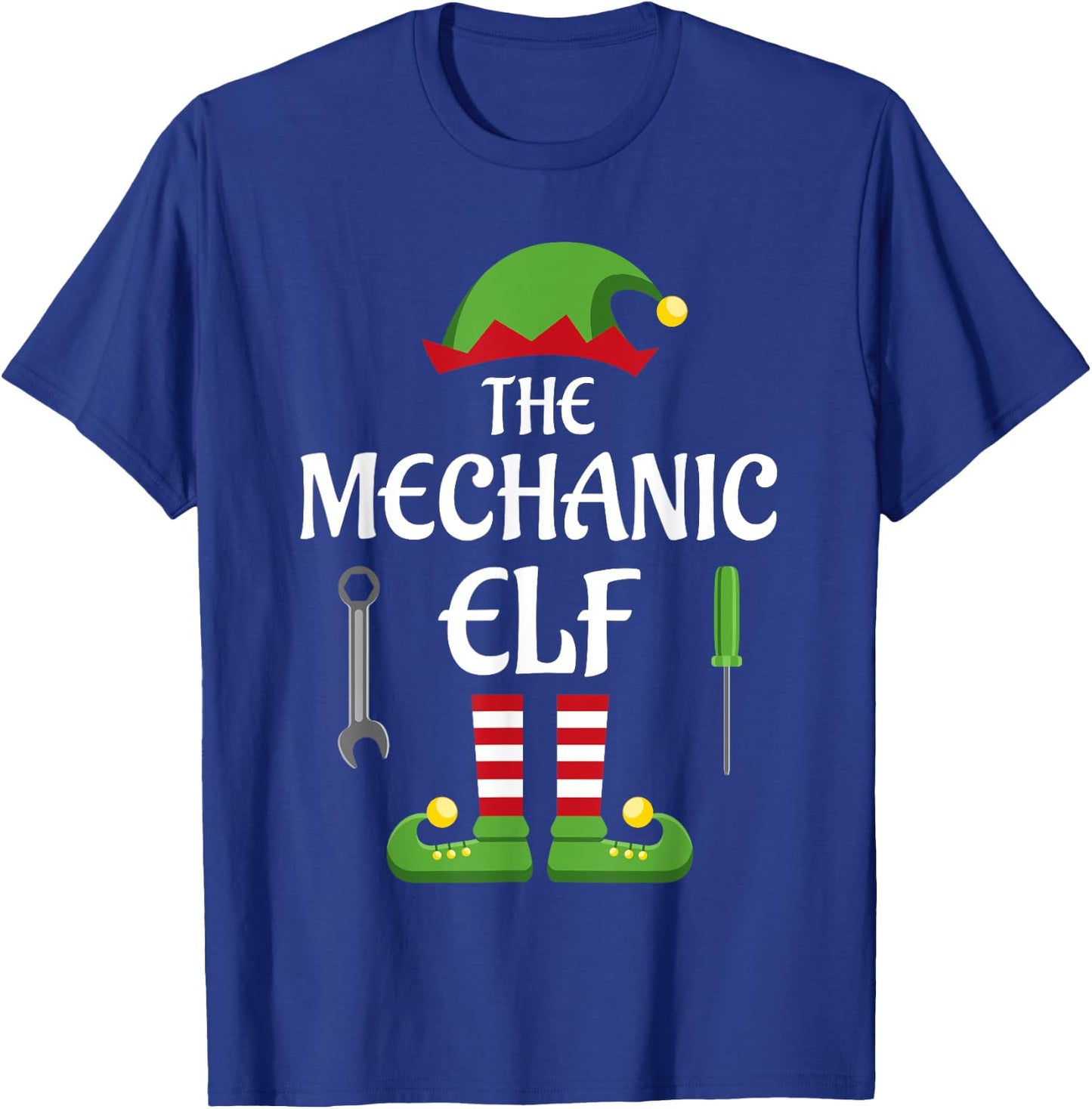 Mechanic Elf Family Matching Group Christmas T-Shirt - T-Shirt | Royal