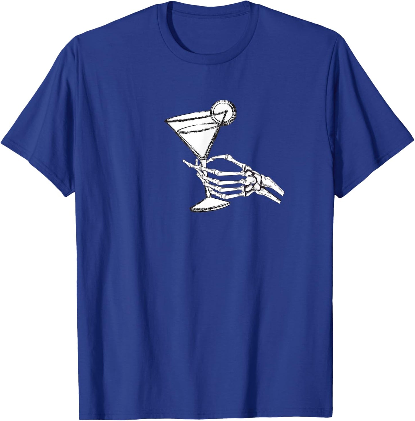 Skull Hand and Martini Glass Cool Skull Rose Goth Gothic T-Shirt - T-Shirt | Royal