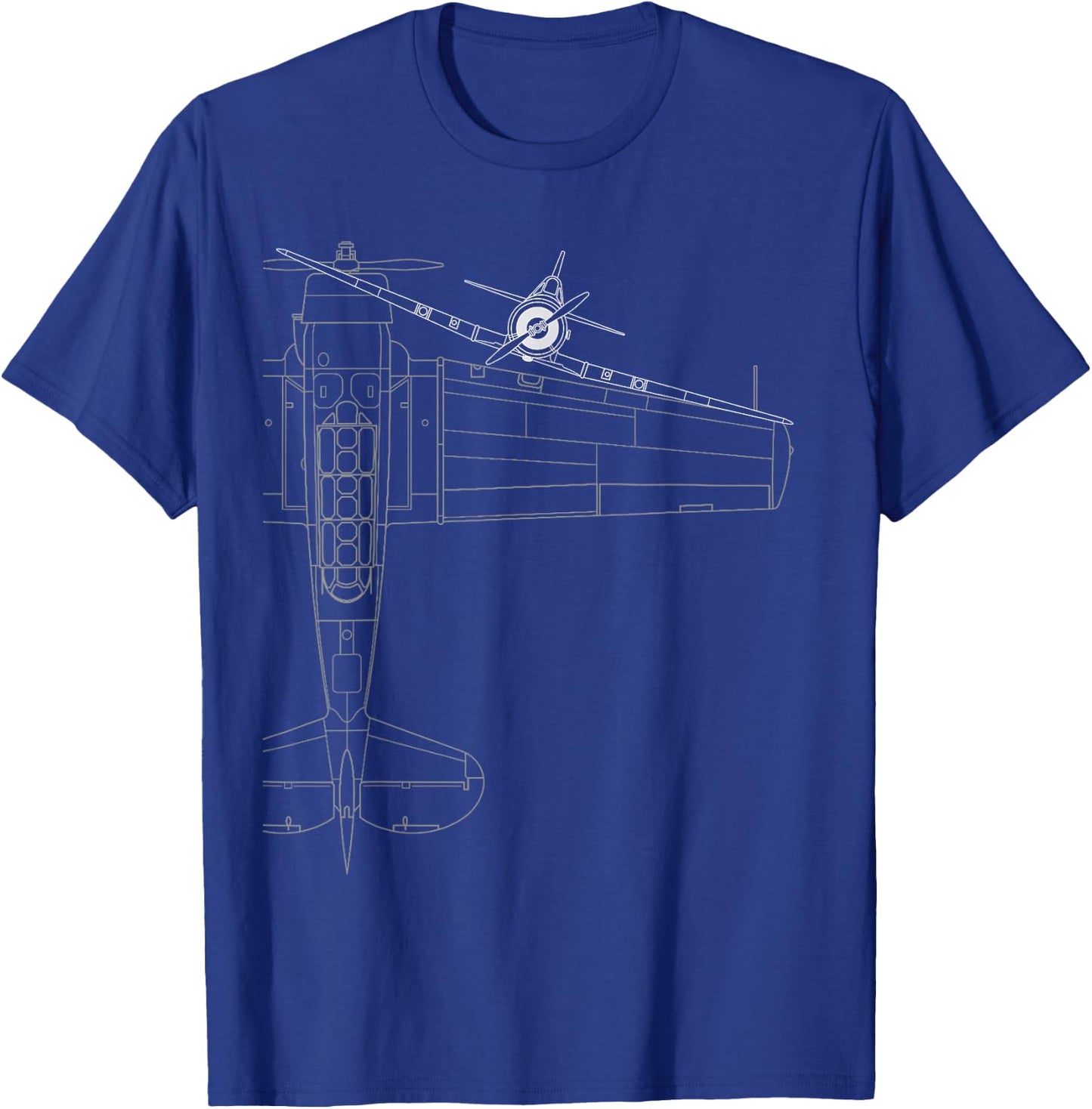 T-6 Texan Line Drawing T-Shirt - T-Shirt | Royal