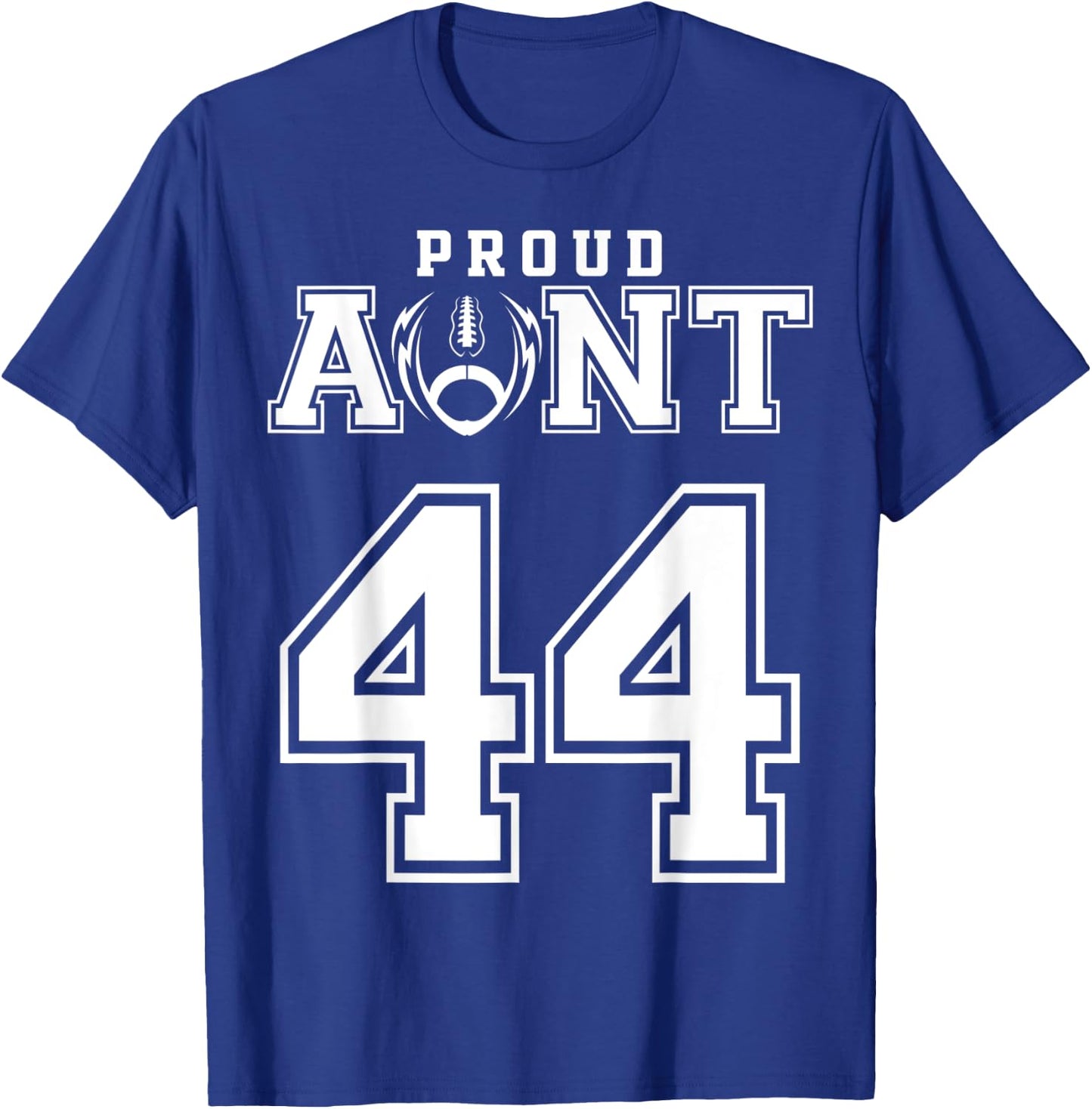 Custom Proud Football Aunt Number 44 Personalized T-Shirt - T-Shirt | Royal