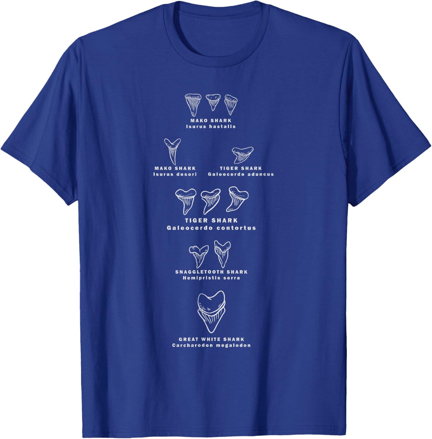 Types of Shark teeth - Mako Shark Great White Shark Tiger T-Shirt - T-Shirt | Royal