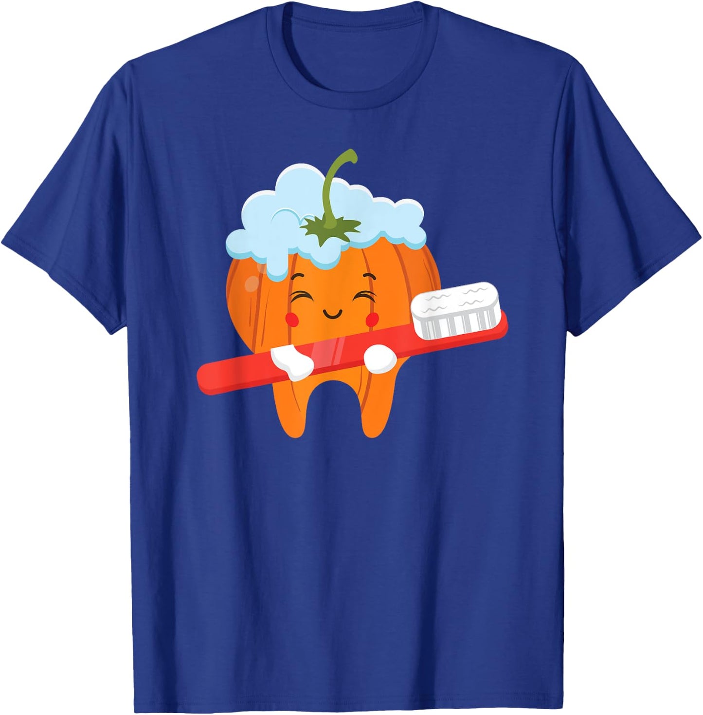 Tooth-brush Pumpkin Lazy DIY Halloween Costume Funny Dental T-Shirt - T-Shirt | Royal
