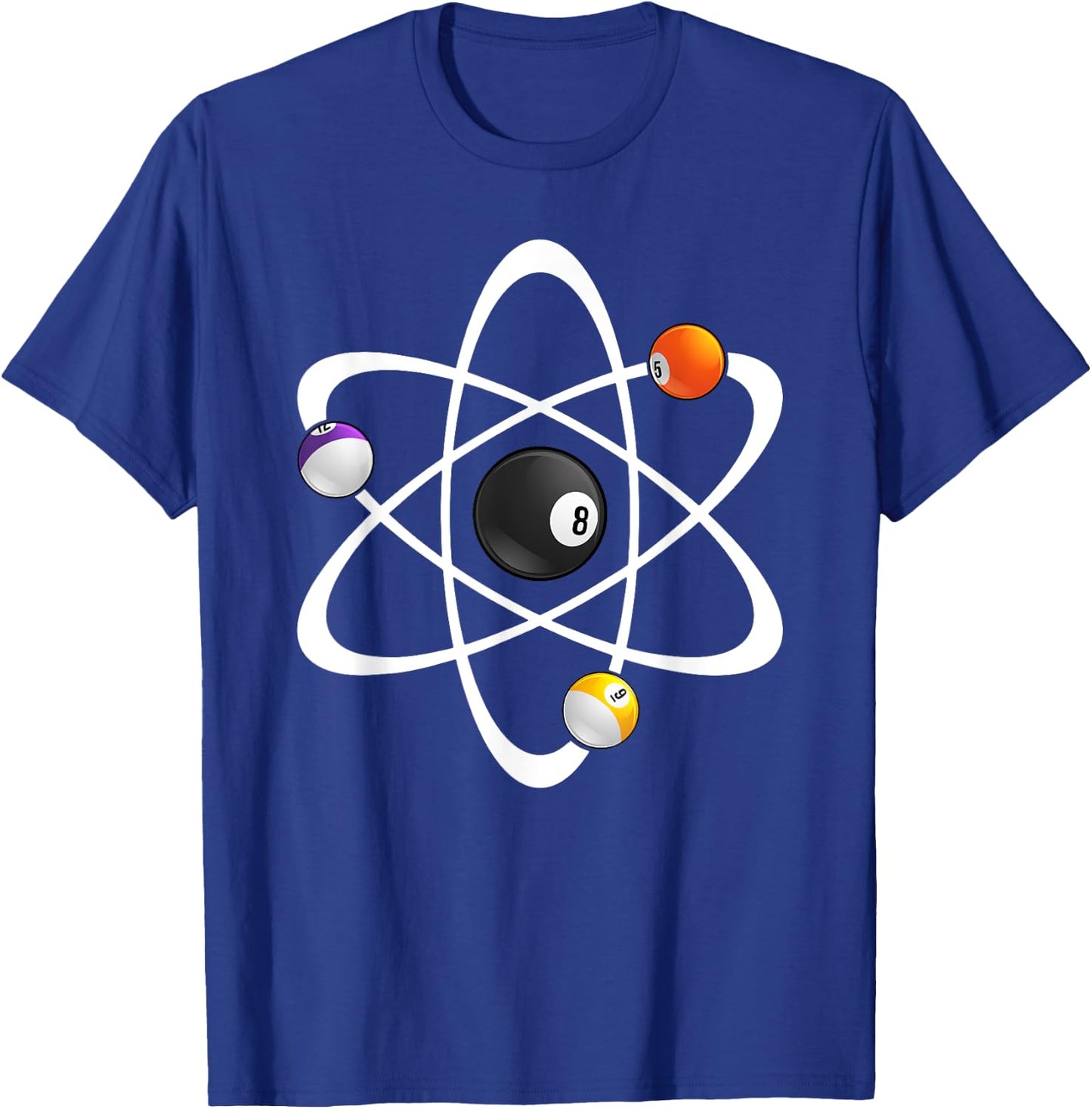 Funny Billiard Designs Women Science Lover Atom Ball T-Shirt - T-Shirt | Royal