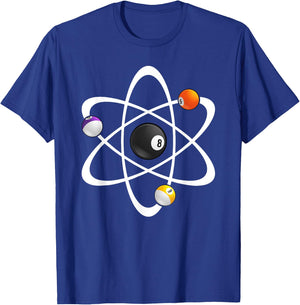Funny Billiard Designs Women Science Lover Atom Ball T-Shirt - T-Shirt | Royal