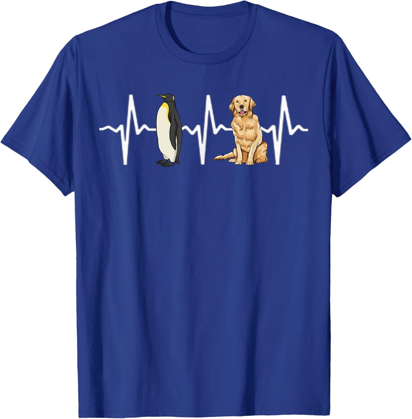 Emperor Penguin Golden Retriever Heartbeat Dog Lover Women Kids T-Shirt - T-Shirt | Royal