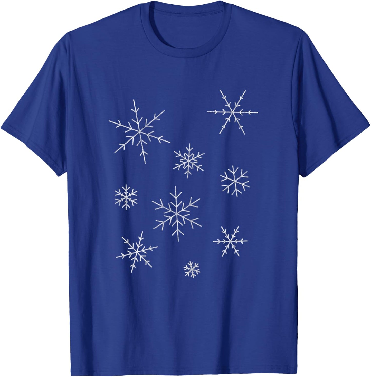 Winter Big White Snowflake Ugly Christmas Distressed T-Shirt - T-Shirt | Royal