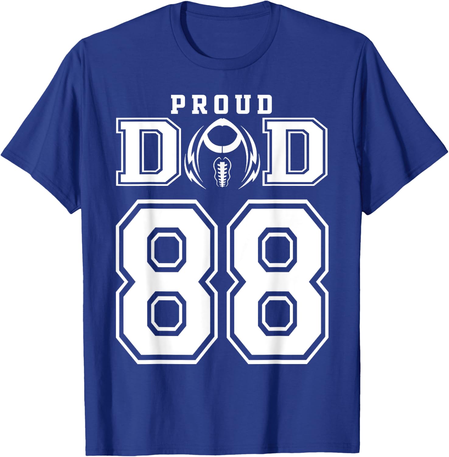 Custom Proud Football Dad Number 88 Personalized T-Shirt - T-Shirt | Royal