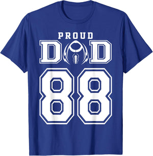 Custom Proud Football Dad Number 88 Personalized T-Shirt - T-Shirt | Royal