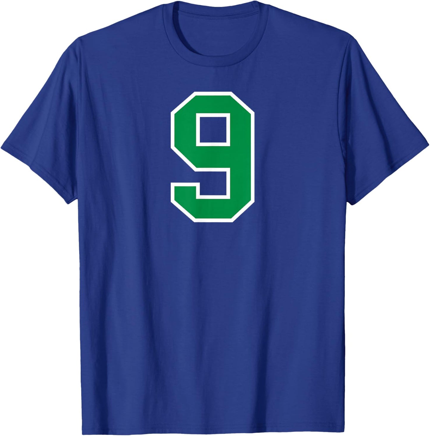 Number #9 Sport White Green Number T-Shirt - T-Shirt | Royal