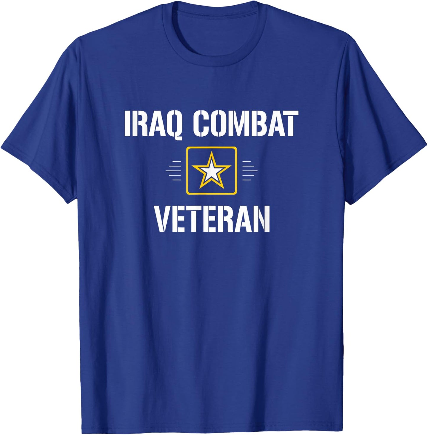 Iraq Combat Veteran - -Adults Black Cotton, Polyester Modern Classic Letter Print T-Shirt - T-Shirt | Royal