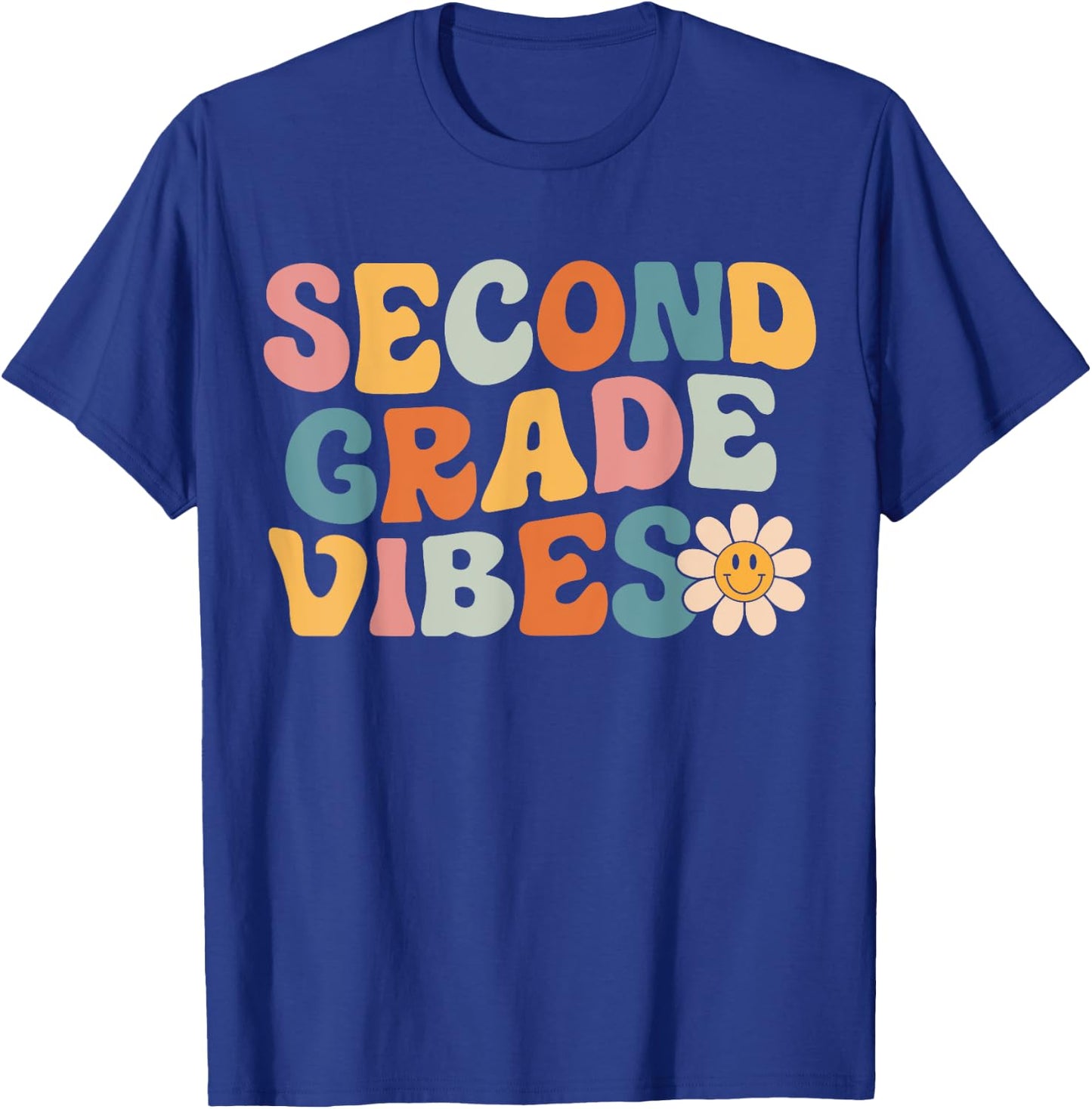 Second Grade Vibes - 2nd Grade Team Retro 1st Day of School T-Shirt - T-Shirt | Royal