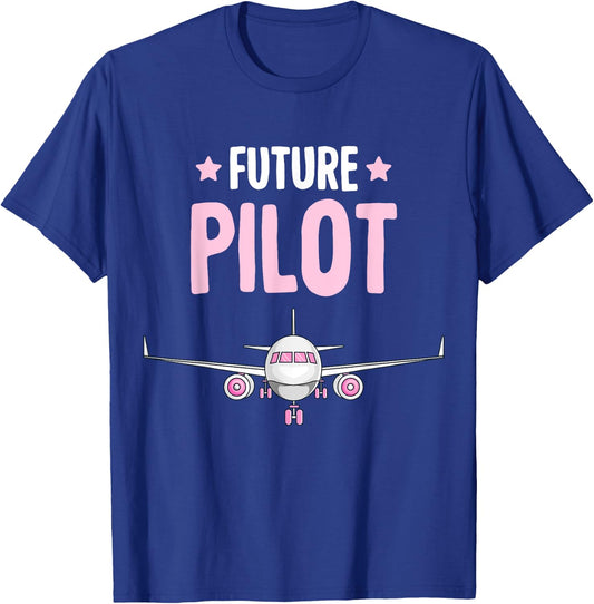 Future Pilot Airplane Plane Girls Kids T-Shirt - T-Shirt | Royal