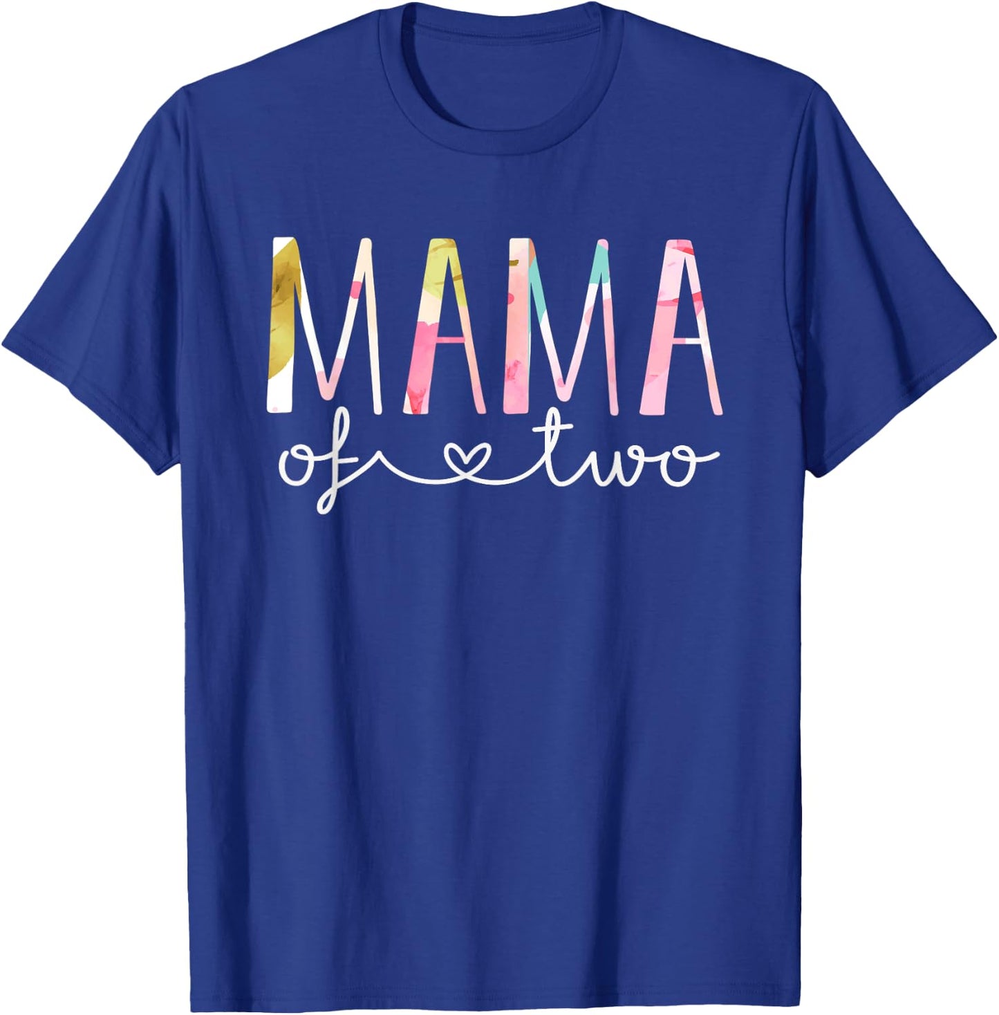 Mama of Two Cute Floral Design Twin Mom Mother Of 2 T-Shirt - T-Shirt | Royal