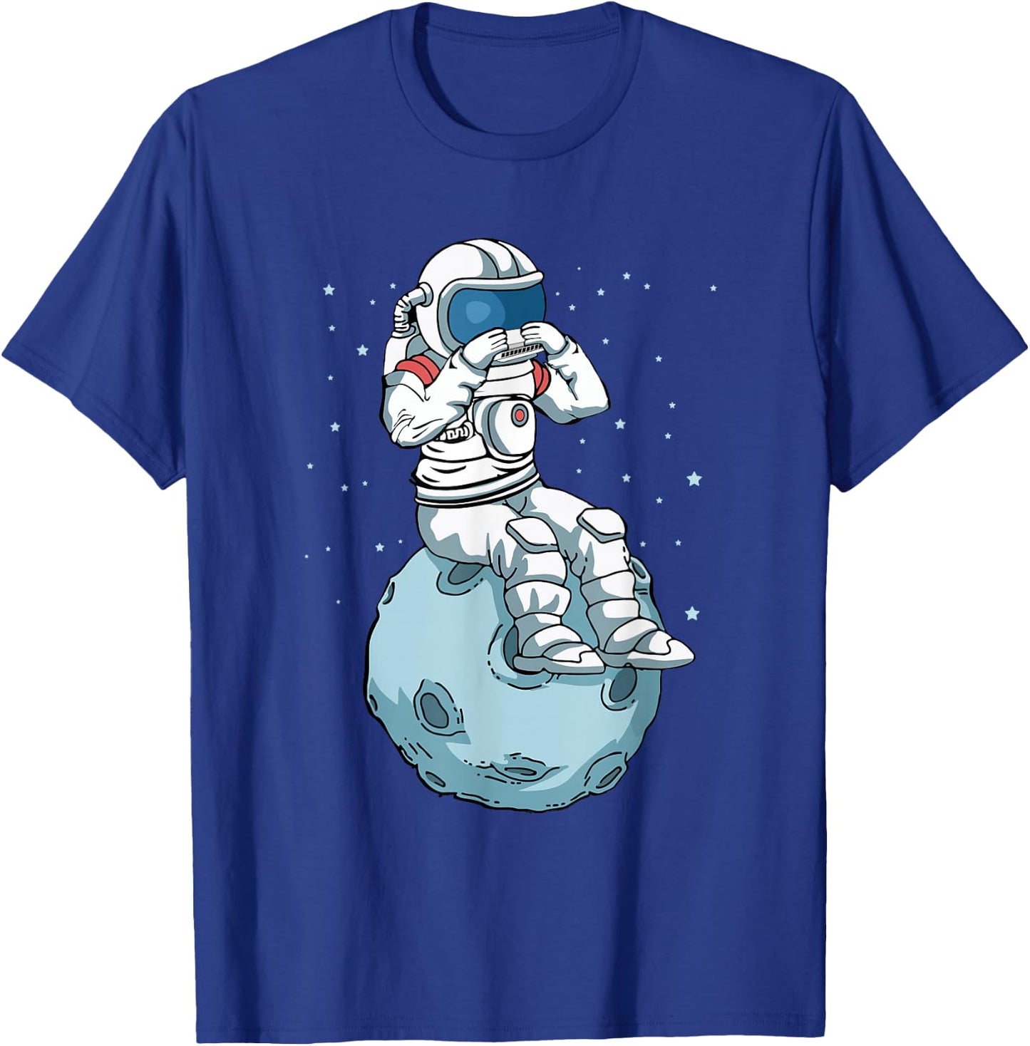 Harmonica Player Kids Astronaut Musician Harmonica T-Shirt - T-Shirt | Royal