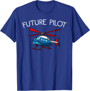 Funny Future Pilot Gift | Cute Helicopter Boys Girls Kids T-Shirt - T-Shirt | Royal