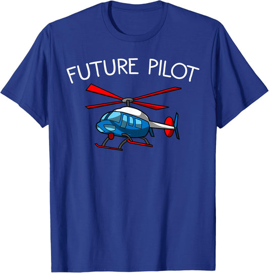 Funny Future Pilot Gift | Cute Helicopter Boys Girls Kids T-Shirt - T-Shirt | Royal