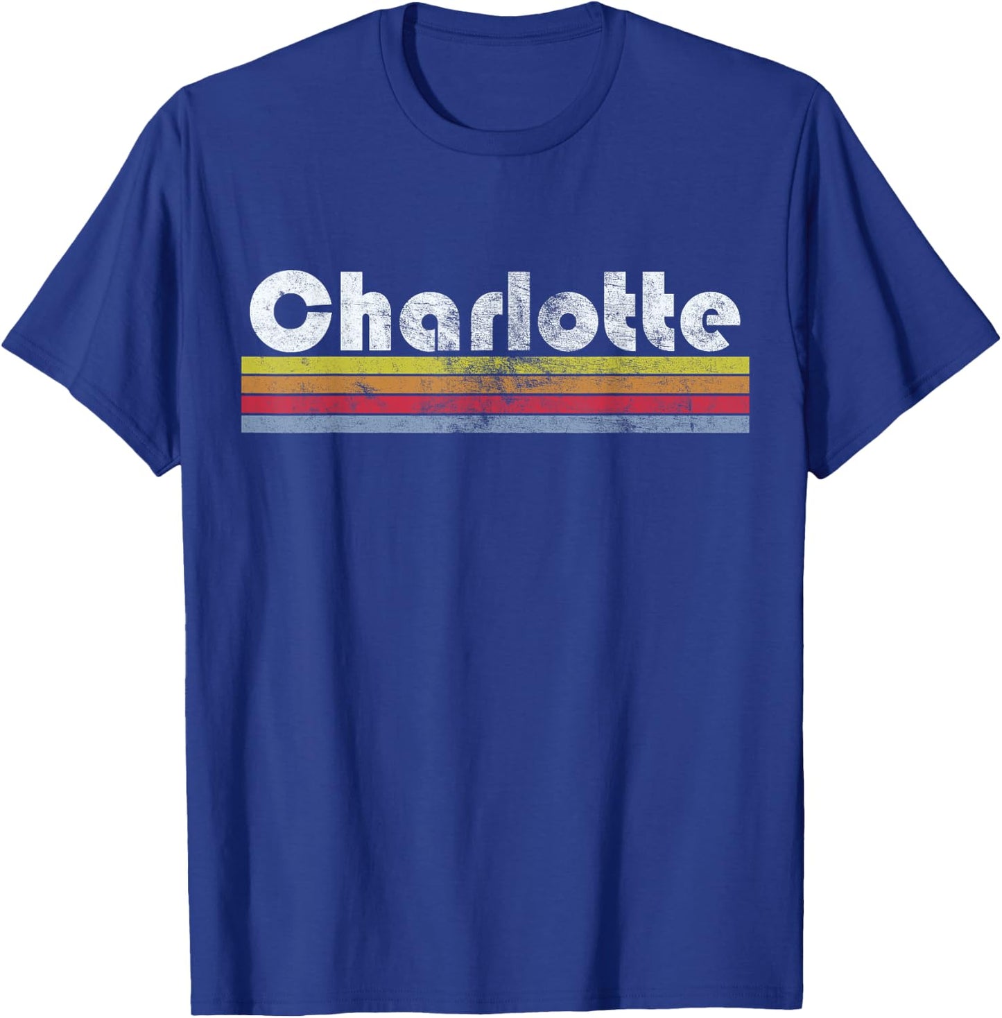 Charlotte NC Retro Vintage Pride 70s 80s 90s Men Women Gift T-Shirt - T-Shirt | Royal