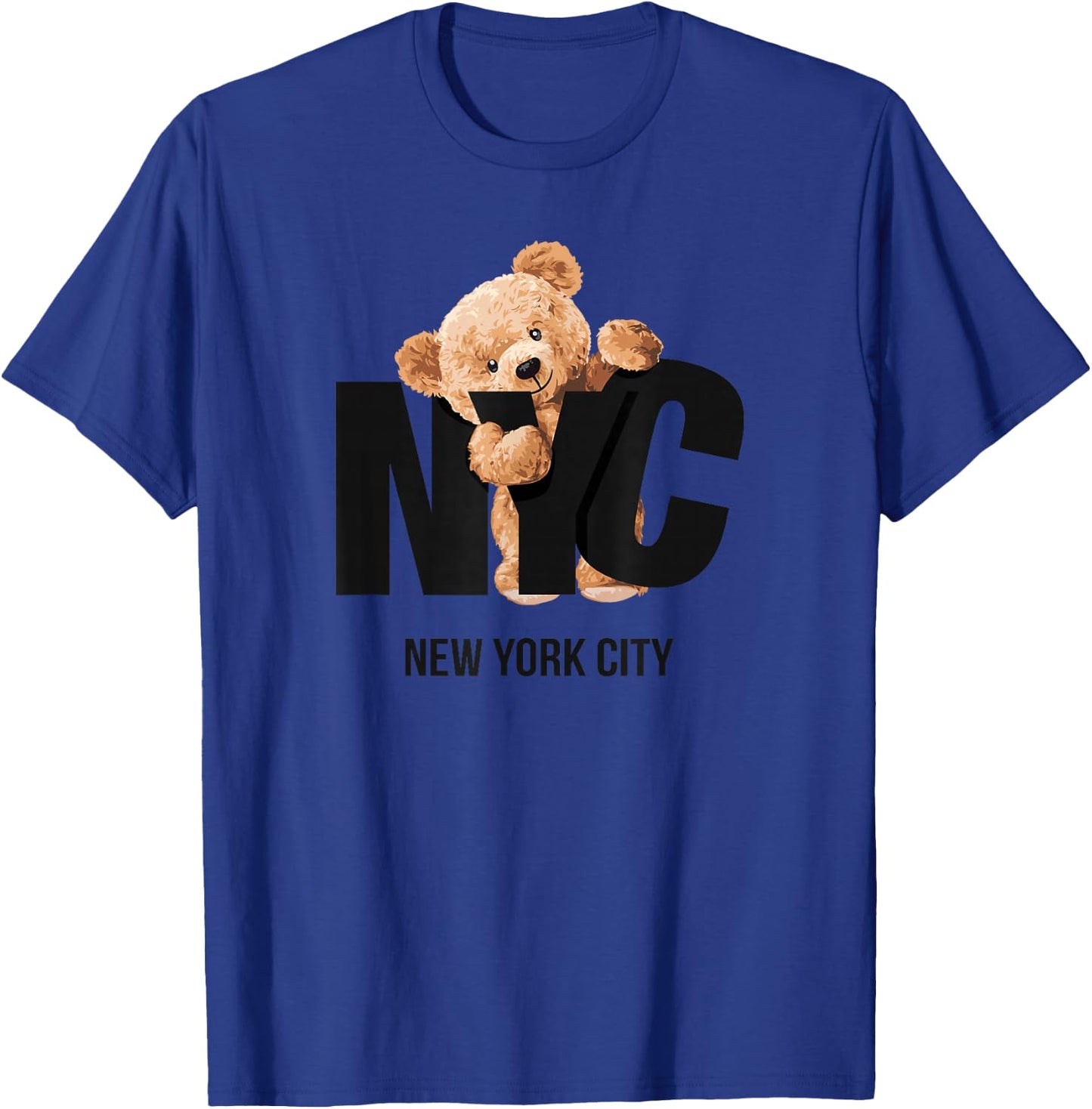 Cool Awesome New York City NYC Teddy Bear Novelty Graphic T-Shirt - T-Shirt | Royal