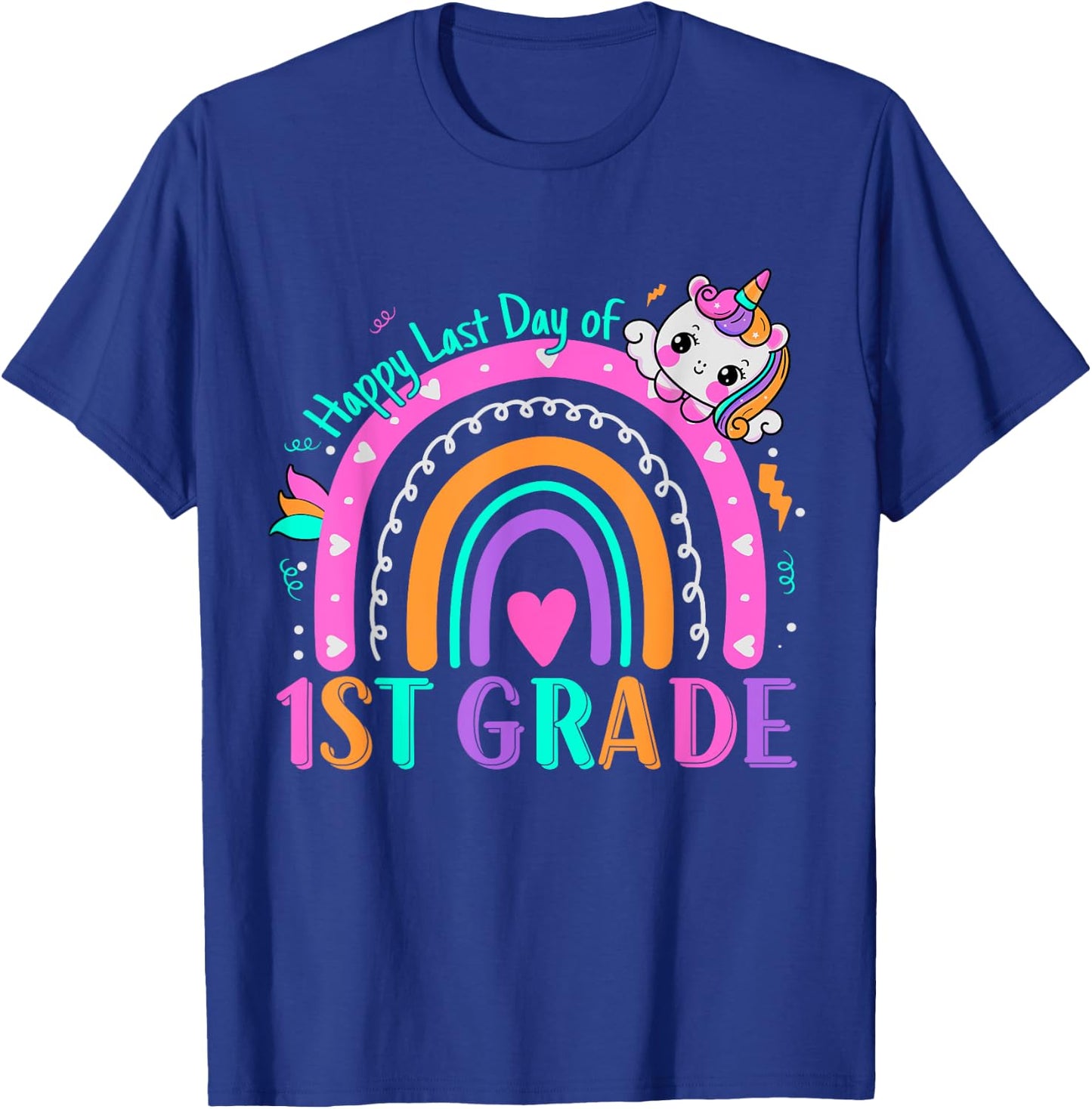 1st Grade Happy Last Day Of School Teacher Students Unicorn T-Shirt - T-Shirt | Royal