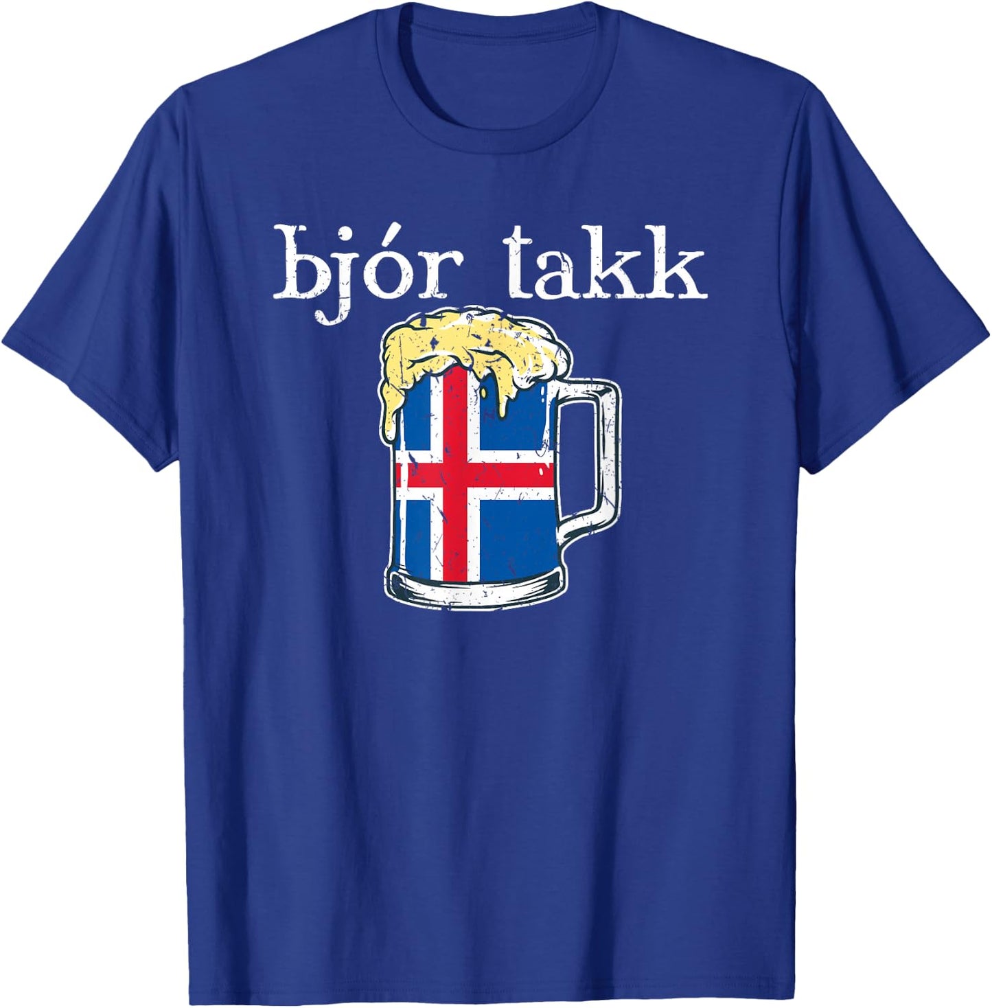 Iceland Beer Please Icelandic Flag Bjor Takk Travel Drinking T-Shirt - T-Shirt | Royal
