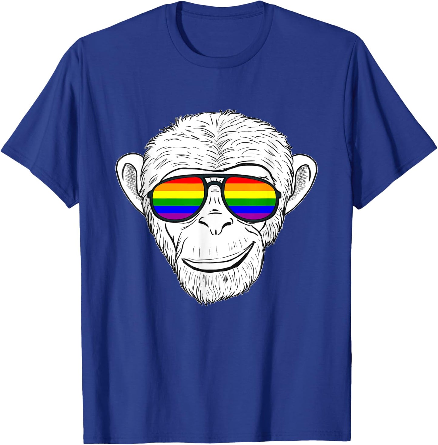 Monkey Chimp With Rainbow Sunglasses Rainbow Monkey T-Shirt - T-Shirt | Royal