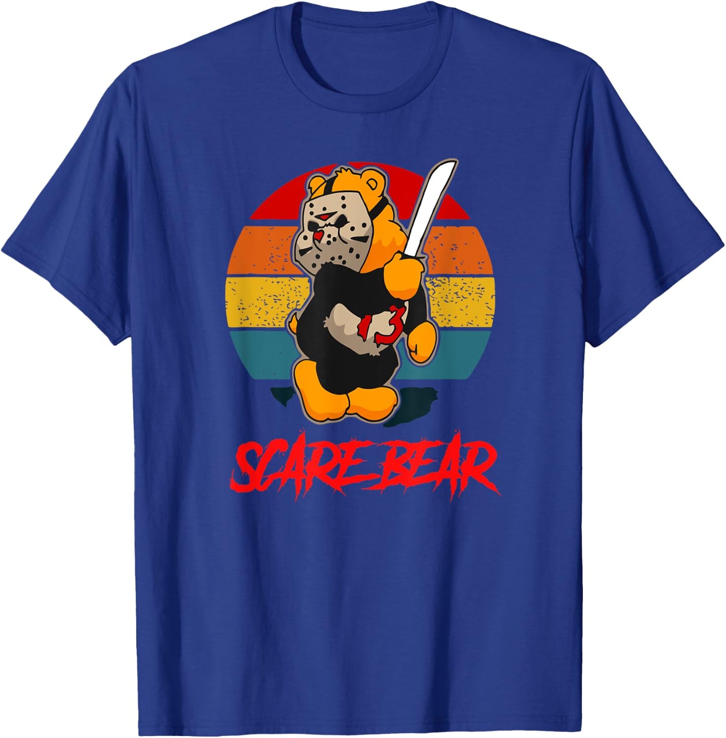 Scare Bear Horror Bear With Knife Spooky Halloween T-Shirt - T-Shirt | Royal
