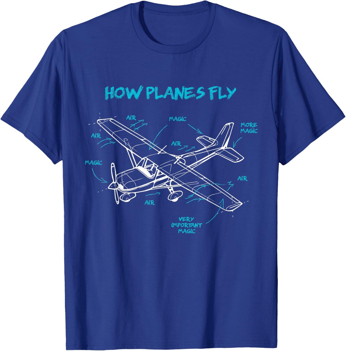 How Planes Fly How Planes Fly Aviation Pilot T-Shirt - T-Shirt | Royal
