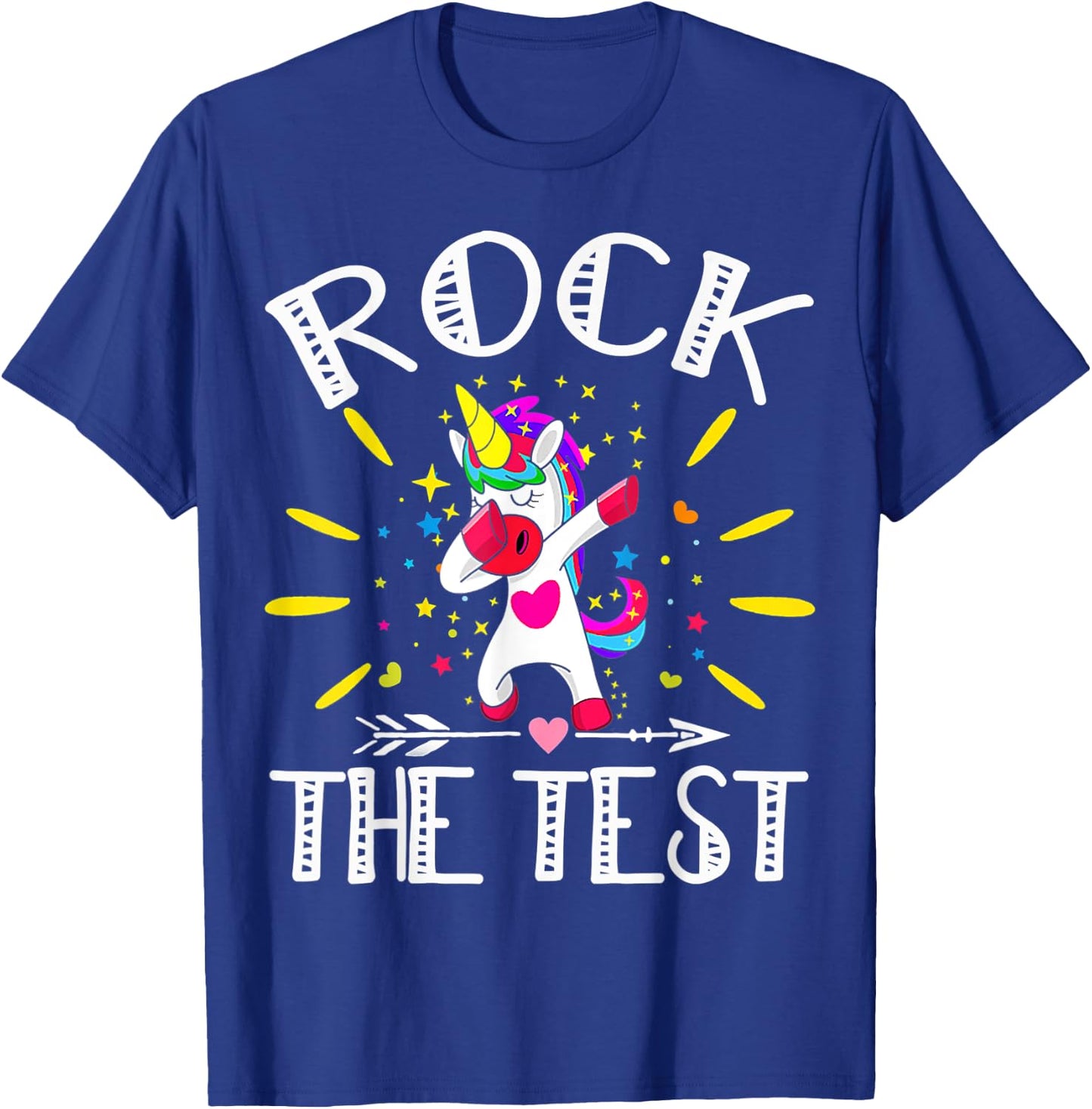 Test Day Rock The Test Teacher Testing Day Unicorn Teacher T-Shirt - T-Shirt | Royal