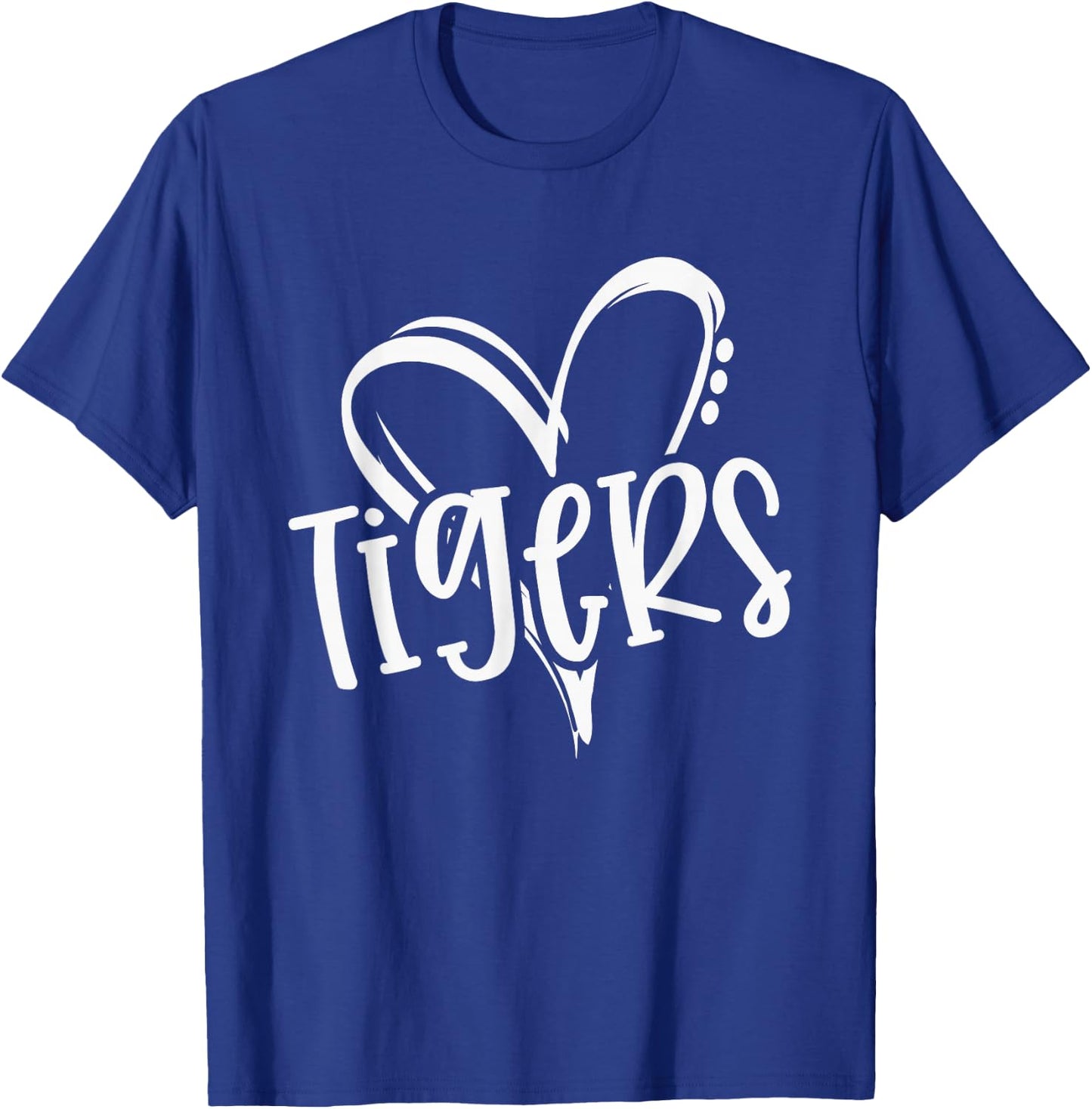 Tigers School Sports Fan Team Spirit Heart T-Shirt - T-Shirt | Royal