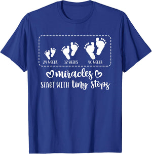 Miracles Start With Tiny Steps Baby Feet Nurse Gift T-Shirt - T-Shirt | Royal