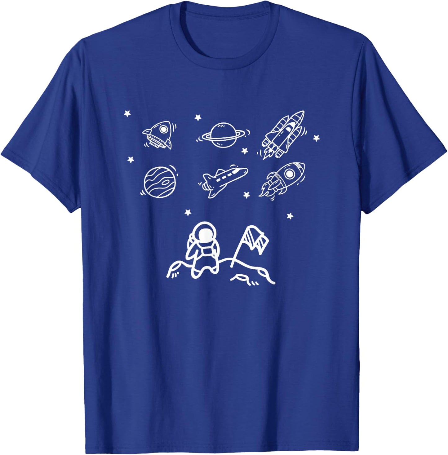 Rocketship Space Explorer Astronaut Moon Landing Aviation T-Shirt - T-Shirt | Royal