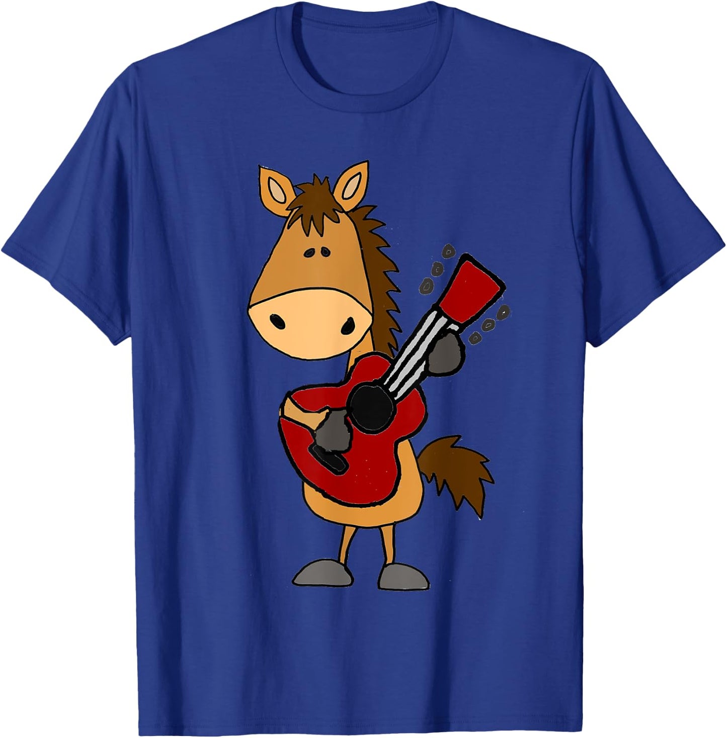 Smileteesall Funny Horse Playing Guitar Cartoon T-Shirt - T-Shirt | Royal