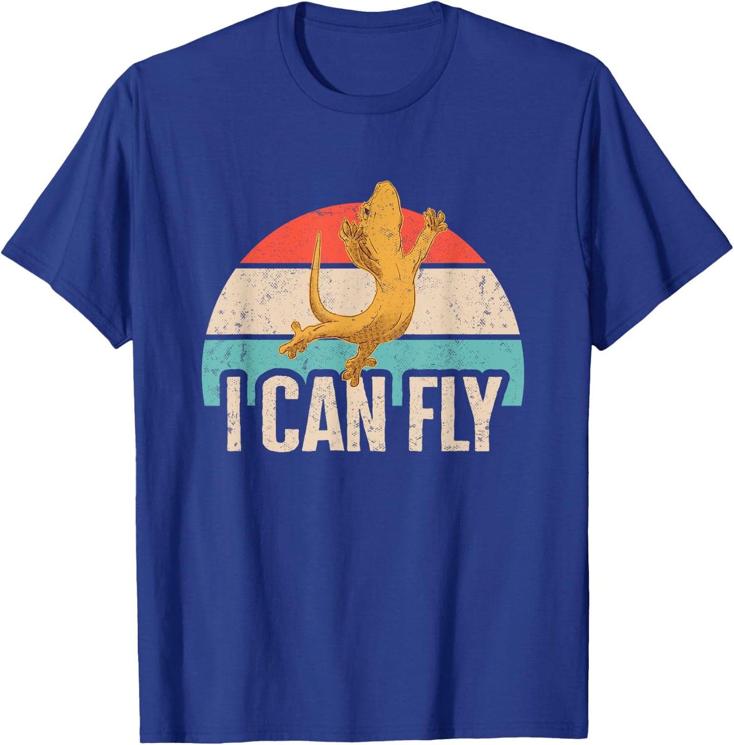 Reptile Lizard Gifts & Crested Gecko Shirts I Can Fly Retro Crested Gecko Black -Adults Small Classic Fit Short Sleeve Cotton 60% Polyester 40% T-Shirt - T-Shirt | Royal