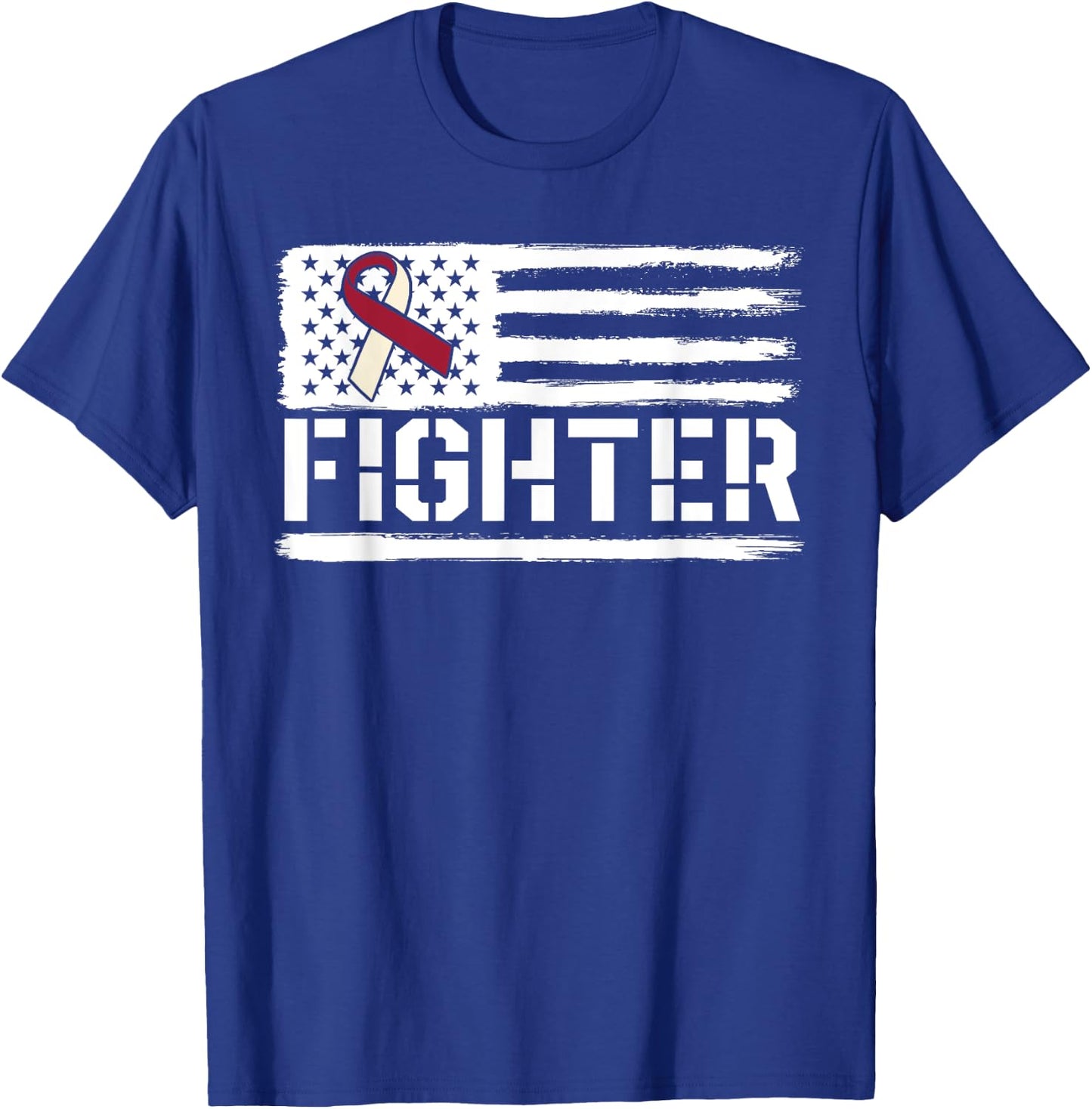 Oral Cancer Awareness Throat Head Neck Fighter American Flag T-Shirt - T-Shirt | Royal