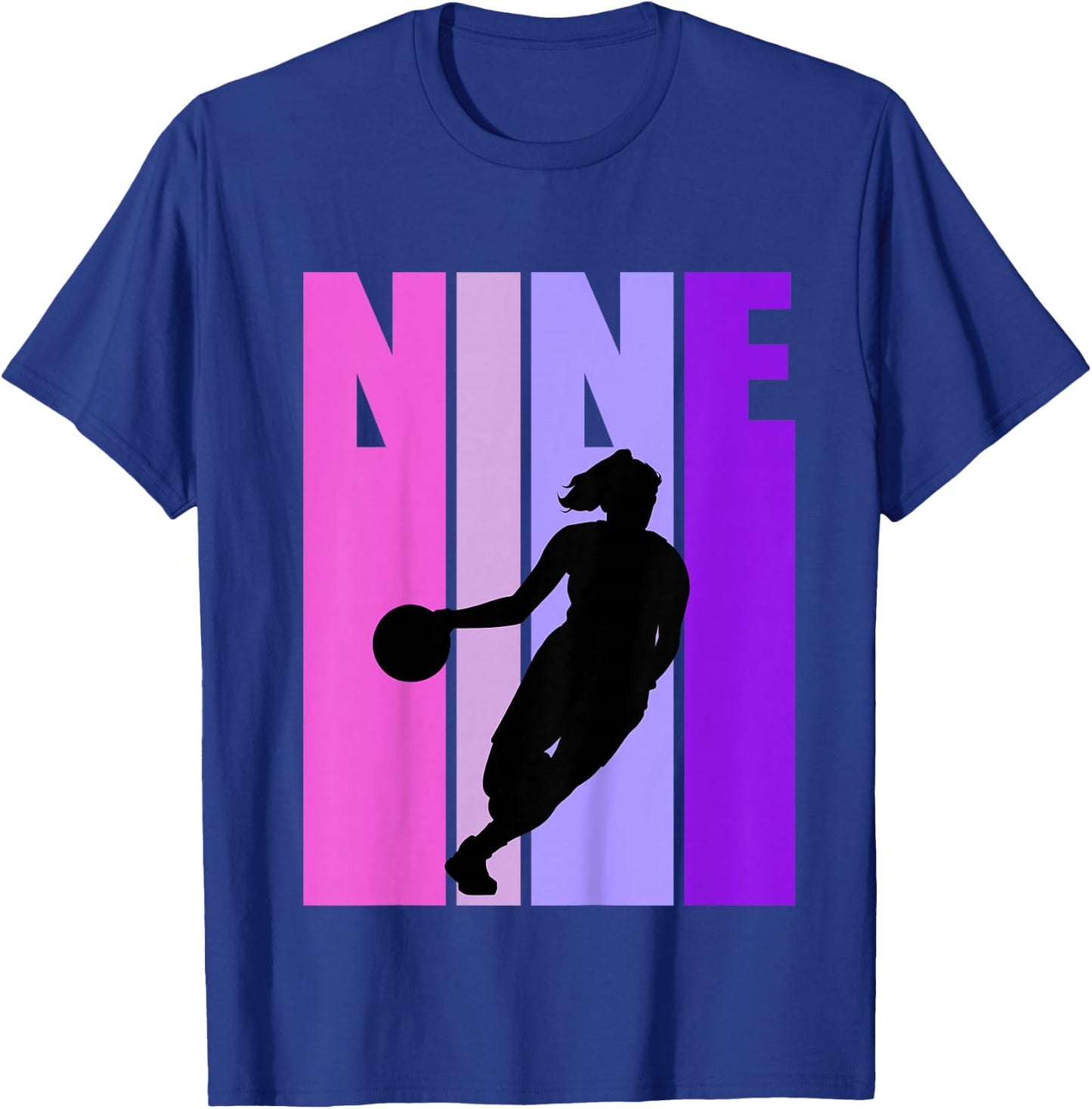 Kids Basketball 9th Birthday Kids Girls Retro 9 Nine Ninth T-Shirt - T-Shirt | Royal