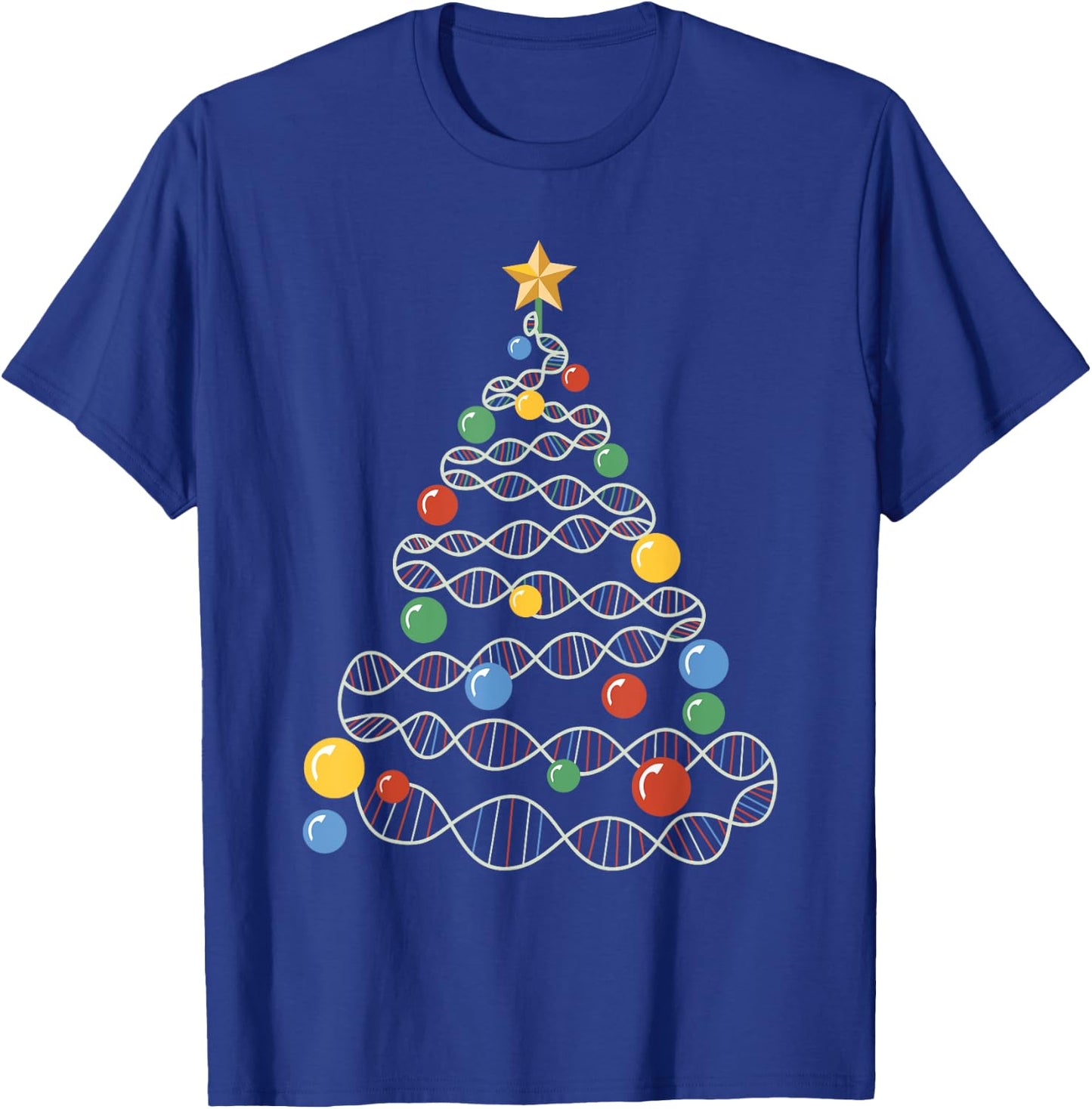 DNA Christmas Tree Funny Science Puns Christmas Teacher T-Shirt - T-Shirt | Royal