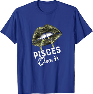Army Pisces Queen Lips Camouflage Military Green T-Shirt - T-Shirt | Royal