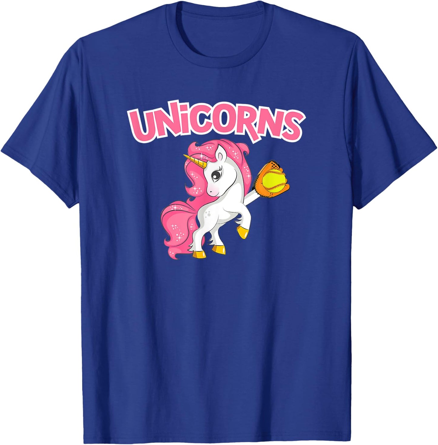 Pink Sparkle Unicorns Softball T-Shirt - T-Shirt | Royal