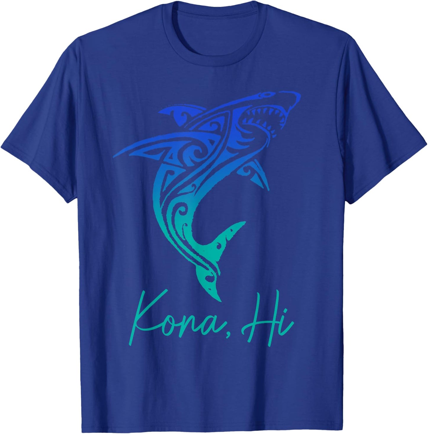 Kona Hawaii Shark Diving Fishing Surfing Surfer Hawaiian T-Shirt - T-Shirt | Royal