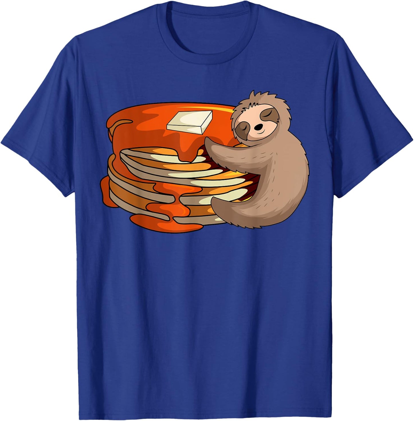 Pancakes Waffle Sloth Love Breakfast Flapjack Hotcake Food T-Shirt - T-Shirt | Royal