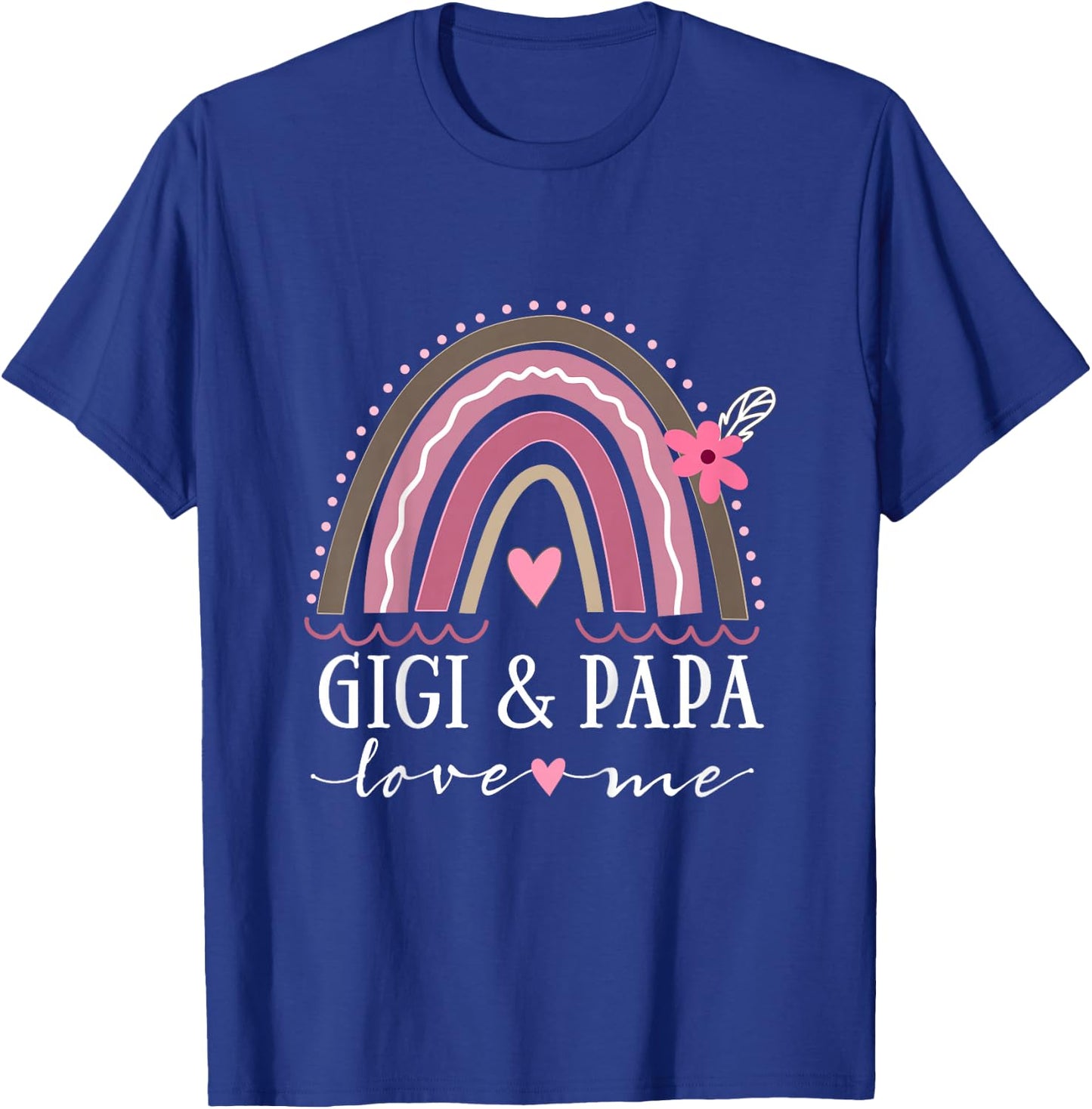 Kids Gigi and Papa Love Me Girls Granddaughter Boho Rainbow T-Shirt - T-Shirt | Royal