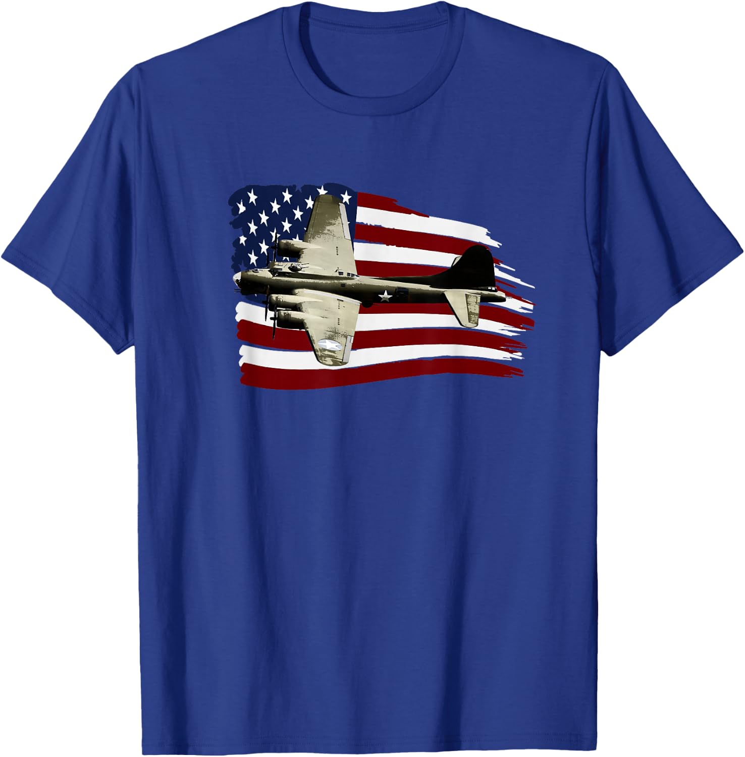 B-17 Flying Fortress WW2 Bomber Us Flag Pilot T-Shirt - T-Shirt | Royal