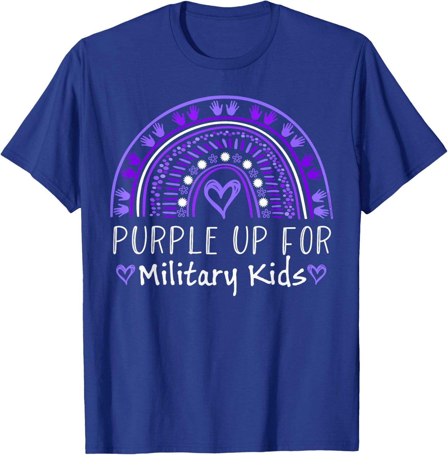 Purple Rainbow for Purple Up for Military Kids Month T-Shirt - T-Shirt | Royal