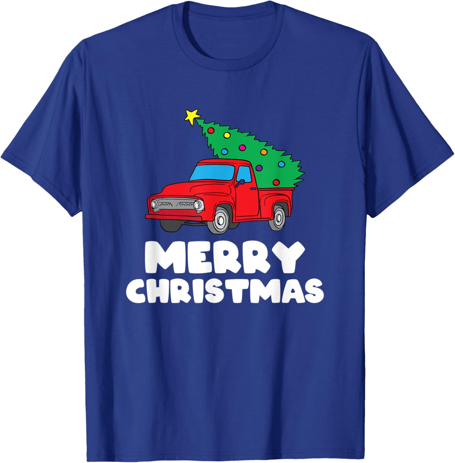 Vintage Wagon Christmas Red Truck Tree on Car Xmas Vacation T-Shirt - T-Shirt | Royal