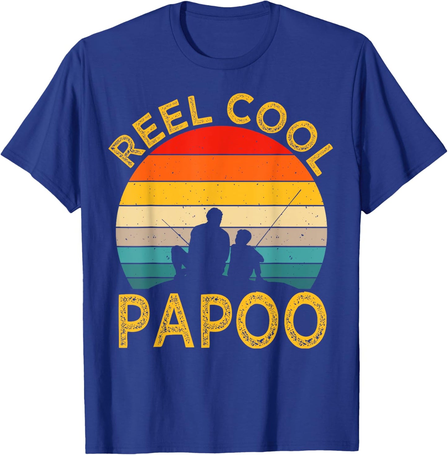 Reel Cool Papoo Fishing Daddy Vintage Grandpa Fathers Day T-Shirt - T-Shirt | Royal